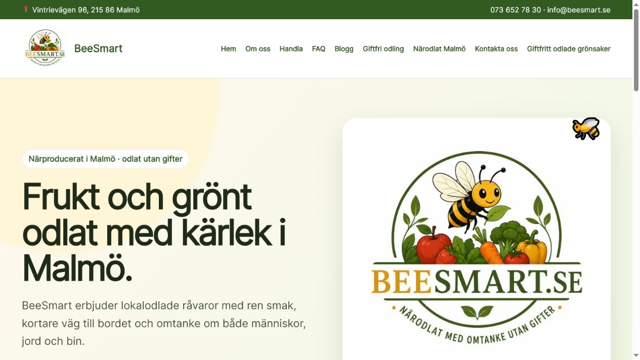 Skärmbild av BeeSmart.se